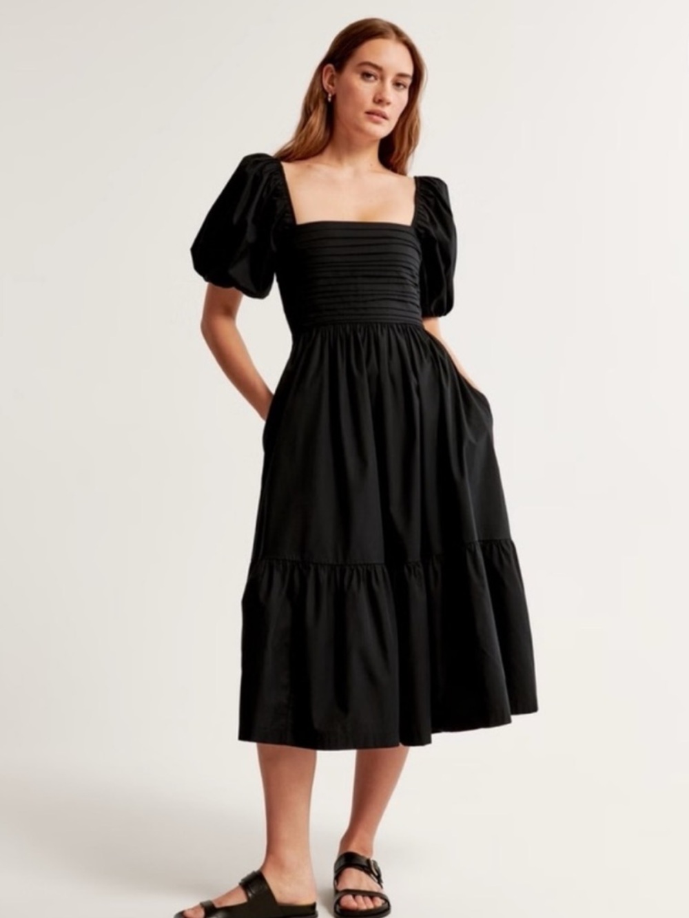 Abercrombie & Fitch The A&F Emerson Poplin Puff Sleeve Midi Small Petite